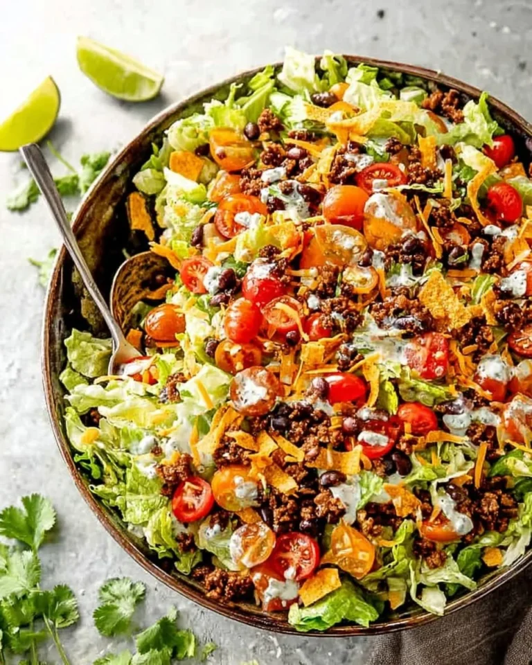 Colorful and fresh taco salad with vegetables, beans, and tortilla chips.