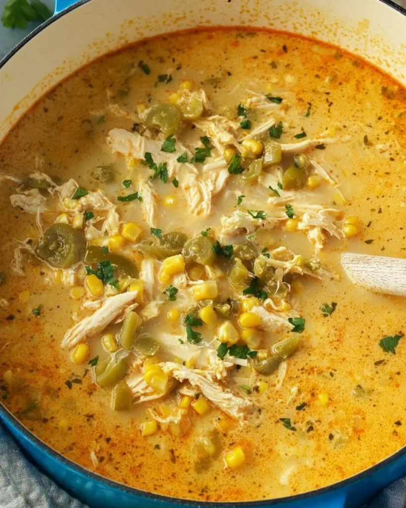 A bowl of flavorful white chicken chili garnished with cilantro and lime.