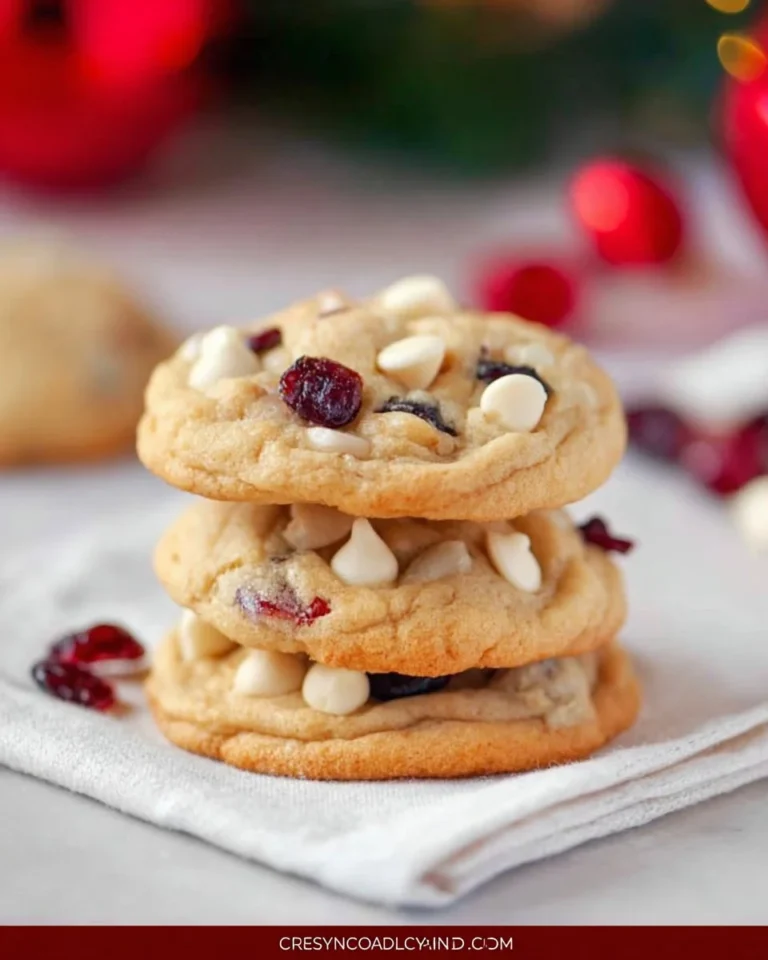 Delicious white chocolate cranberry cookies on a baking tray