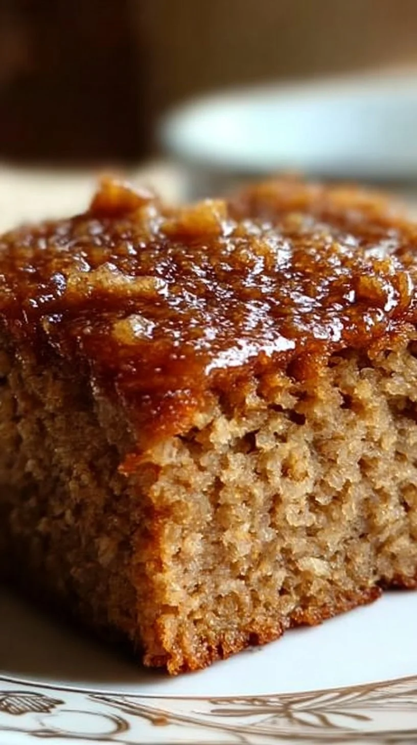12-slice oatmeal ginger cake topped with ginger slices and spices