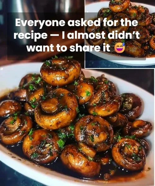 Air Fryer Garlic Butter Roasted Mushrooms served in a bowl