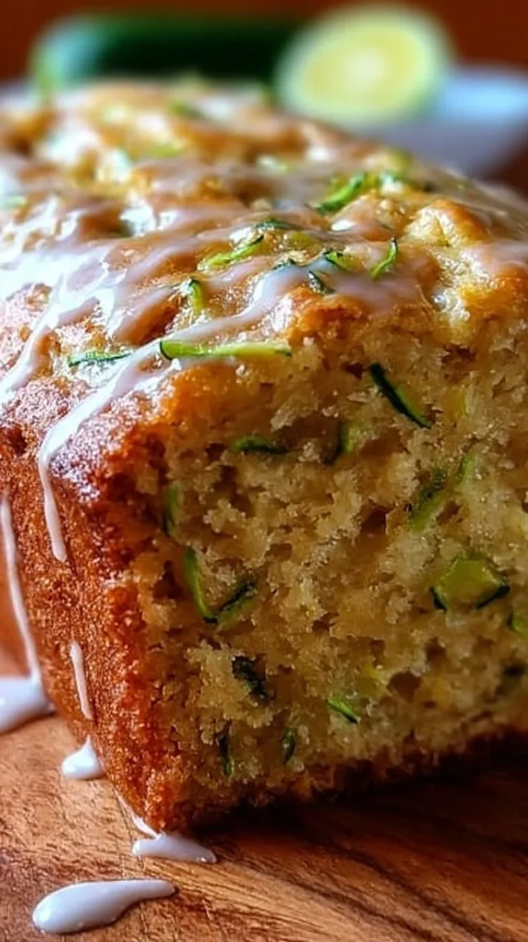 Almond Flour Lemon Zucchini Bread loaf with sliced pieces on a plate