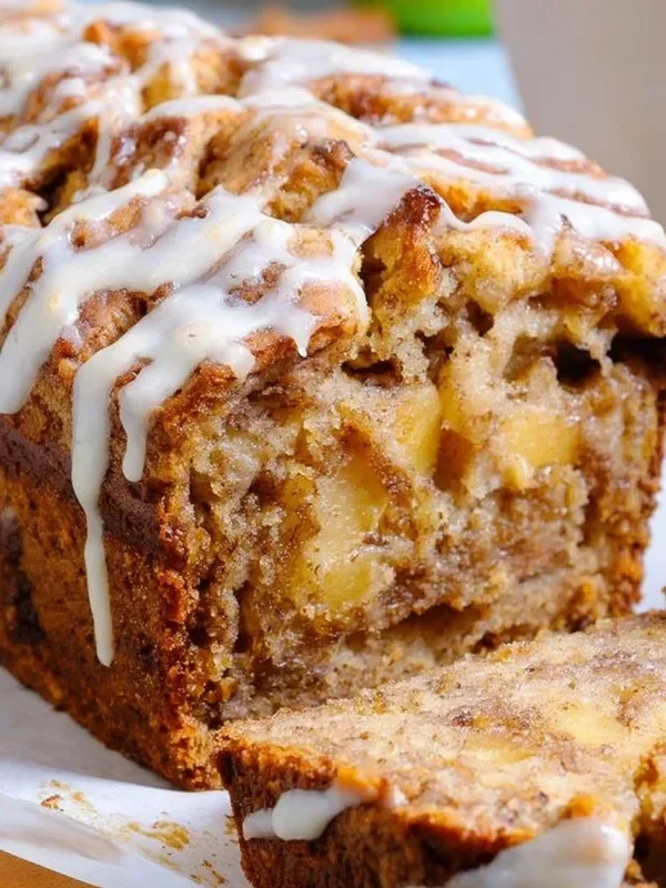 Delicious Amish Apple Fritter Bread with apples and cinnamon.