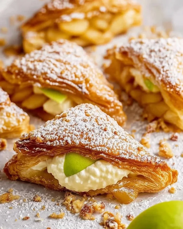 Freshly baked apple turnovers with golden crust and apple filling