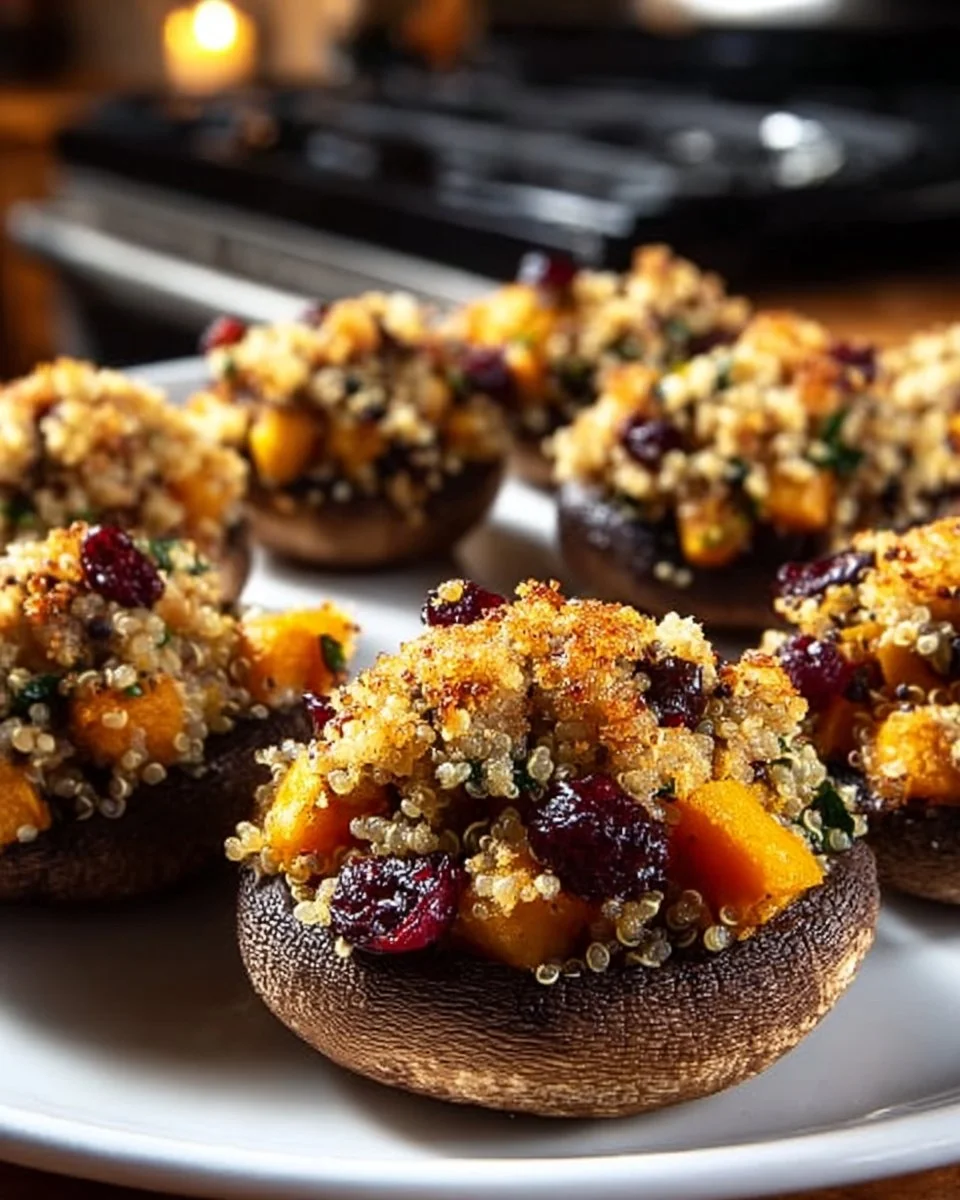 Autumn harvest stuffed portobello mushrooms with seasonal ingredients