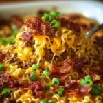 Bacon Cheeseburger Ramen Noodle Bake