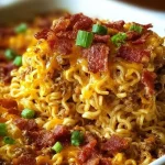 Bacon Cheeseburger Ramen Noodle Bake