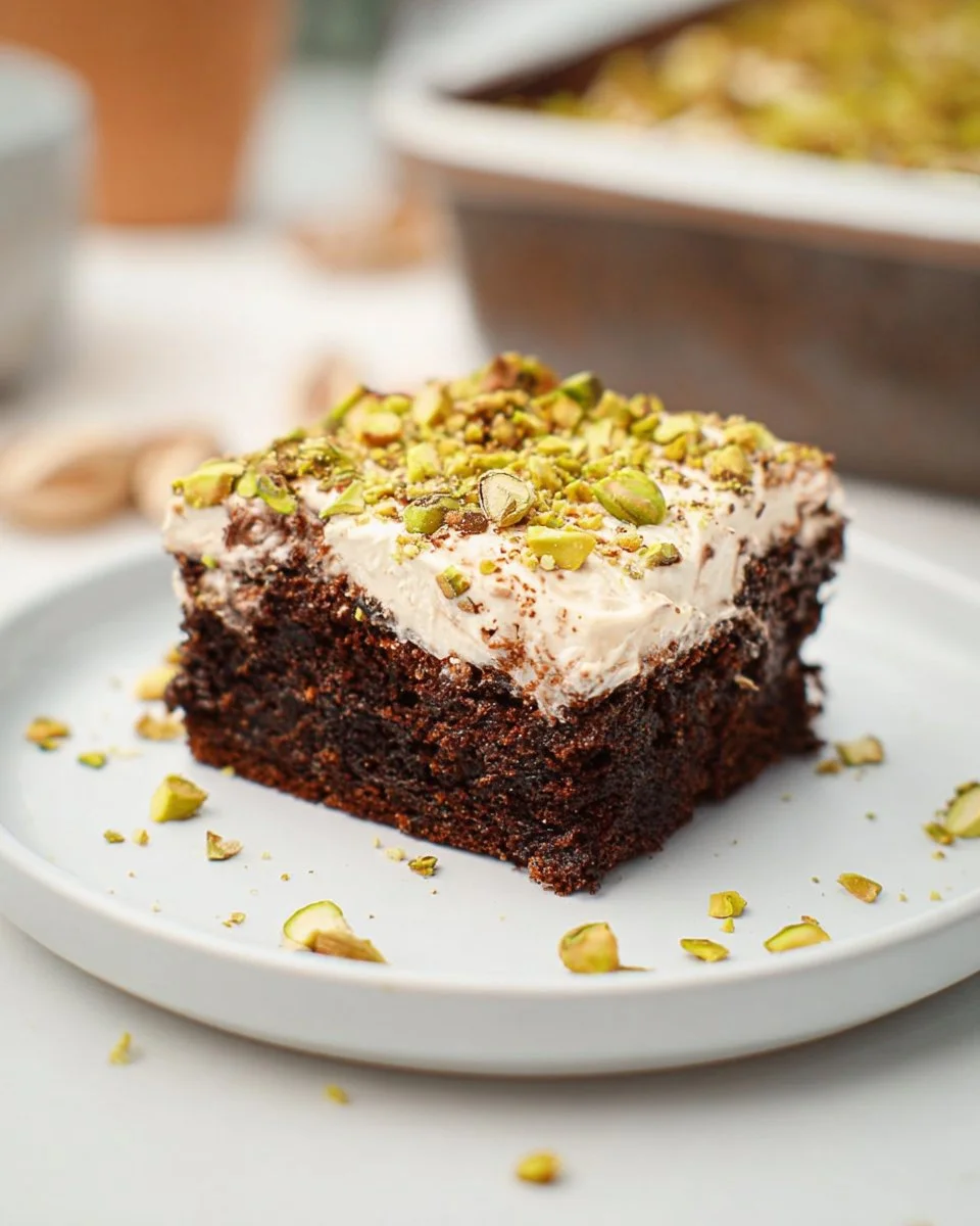 Delicious Baileys Irish Cream Cake topped with chocolate and cream