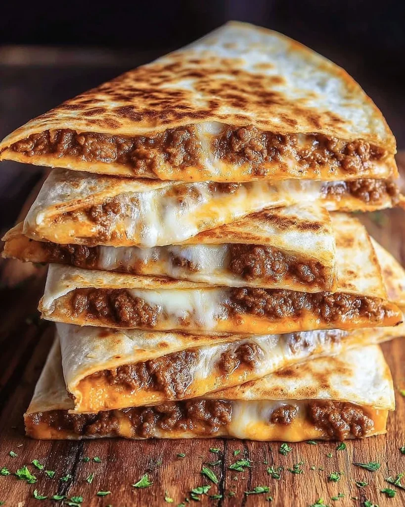 Delicious beef quesadillas served with tangy burger sauce