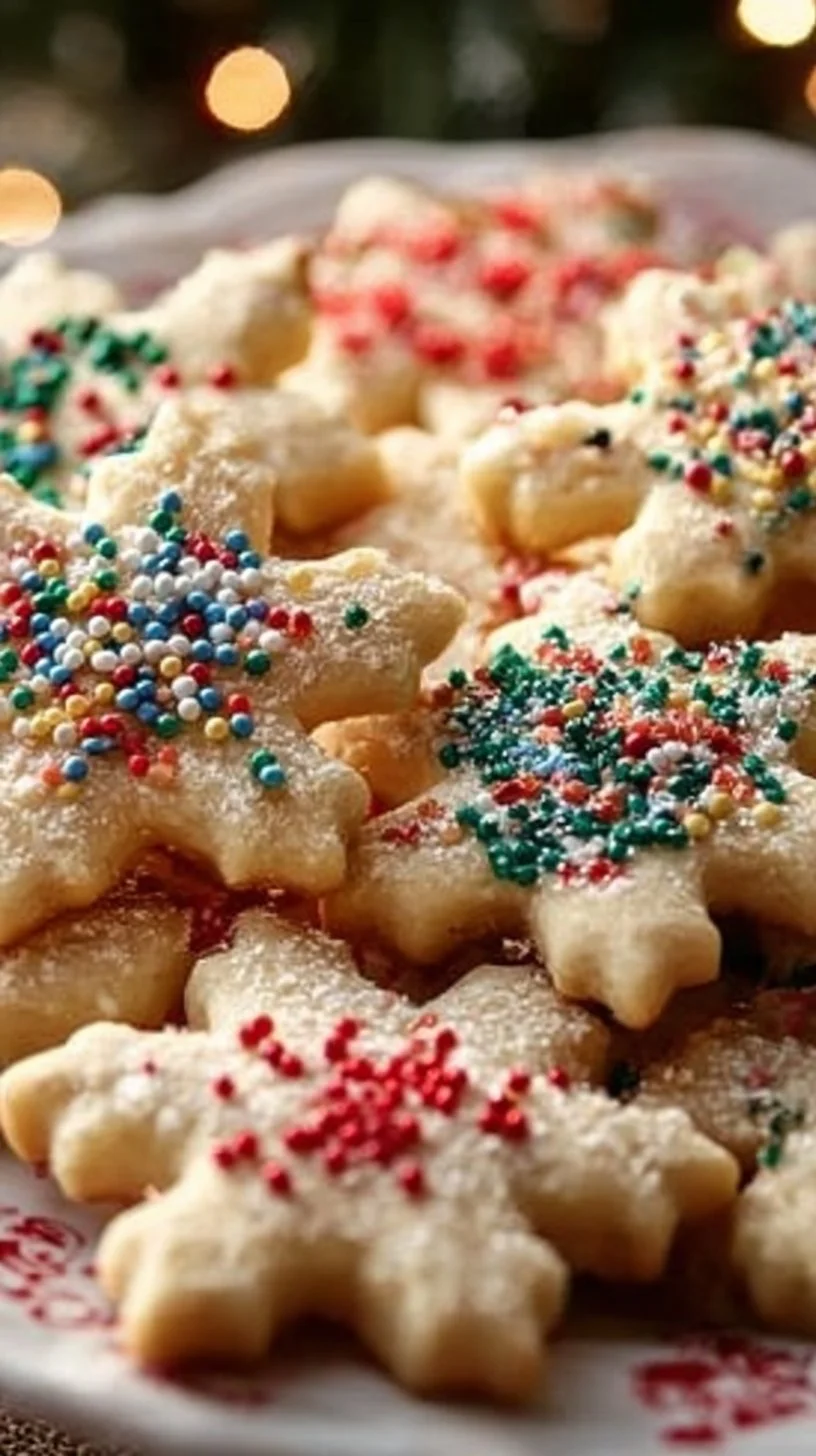 A plate of soft Christmas cookies decorated with icing and sprinkles
