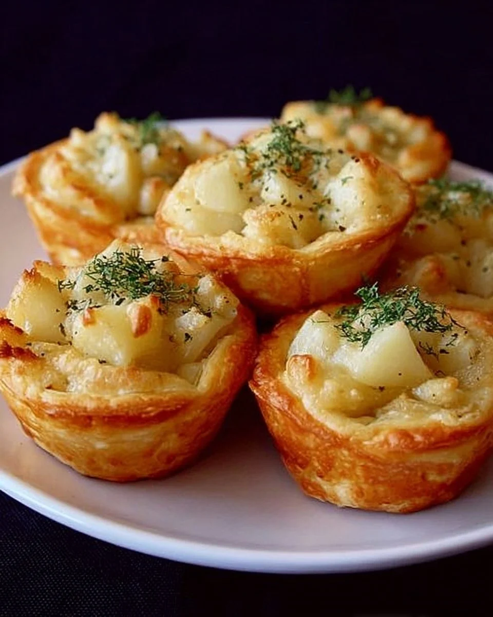 Blue cheese tartlet with pears on a rustic wooden table.