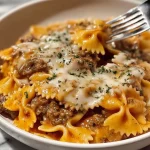 Cajun Garlic Butter Beef and Cheesy Bowtie Pasta