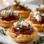 Caramelized Shallot & Feta Tartlets with Spicy Honey Crunch