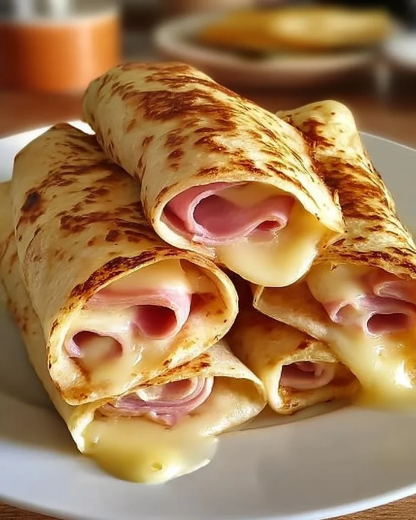 Delicious Cheese & Ham Wraps prepared in the Airfryer