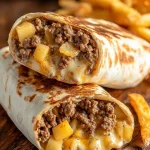 Cheesy Beef and Fry Burritos