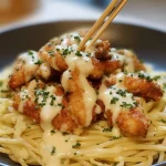 Cheesy Chicken Bites and Spaghetti in Garlic Parmesan Sauce