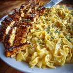 Cheesy Garlic Butter Chicken Fettuccine with Creamy Three-Cheese Sauce