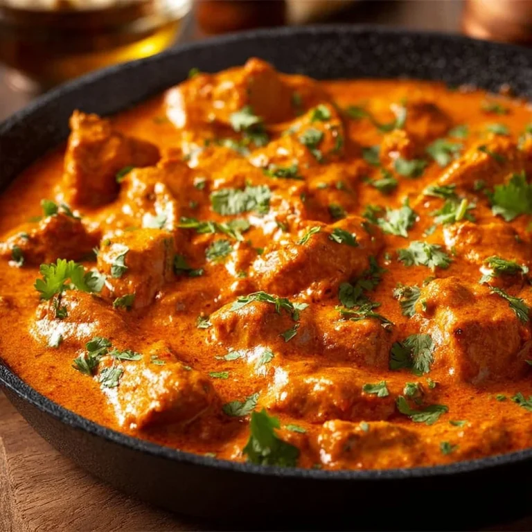 Delicious Chicken Tikka Masala served with naan and rice