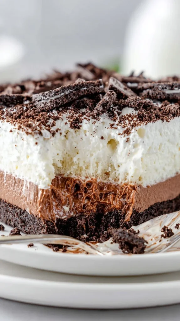 Delicious Chocolate Oreo Lush dessert with creamy layers and Oreo crumbles