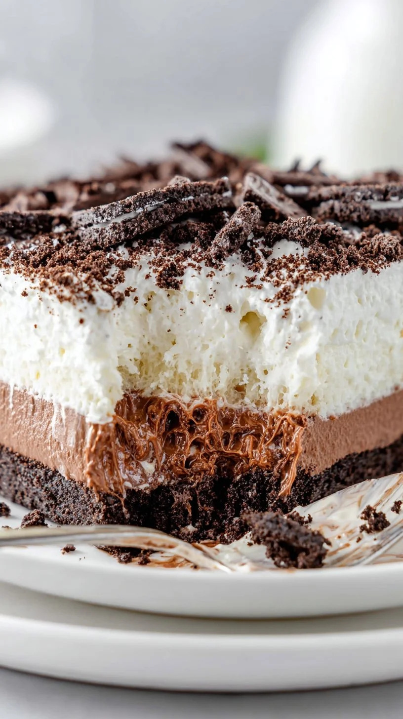 Delicious Chocolate Oreo Lush dessert with creamy layers and Oreo crumbles