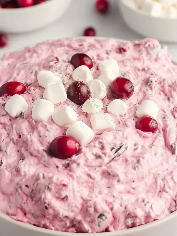 Deliciously creamy Cranberry Fluff Salad with vibrant cranberries and fluffy texture