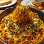 Creamy Cajun Beef Spaghetti with Triple Cheese Parmesan Sauce