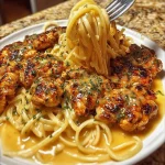Creamy Cheddar Parmesan Chicken Spaghetti in Creamy Sauce