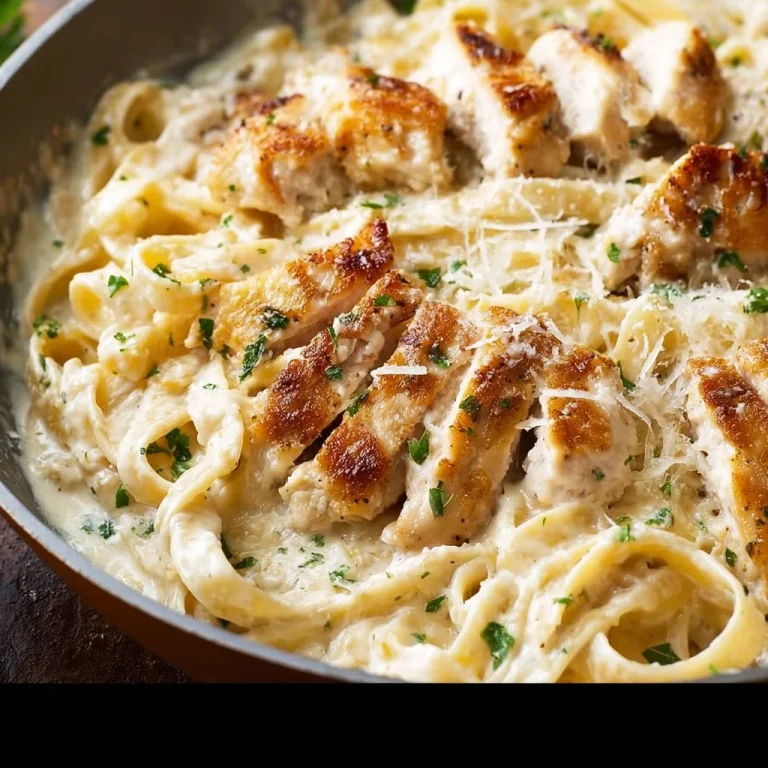 Creamy Chicken Fettuccine Alfredo pasta in a bowl