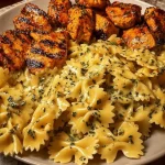 Creamy Garlic Parmesan Chicken Bowtie Pasta with Mozzarella Cheese Sauce