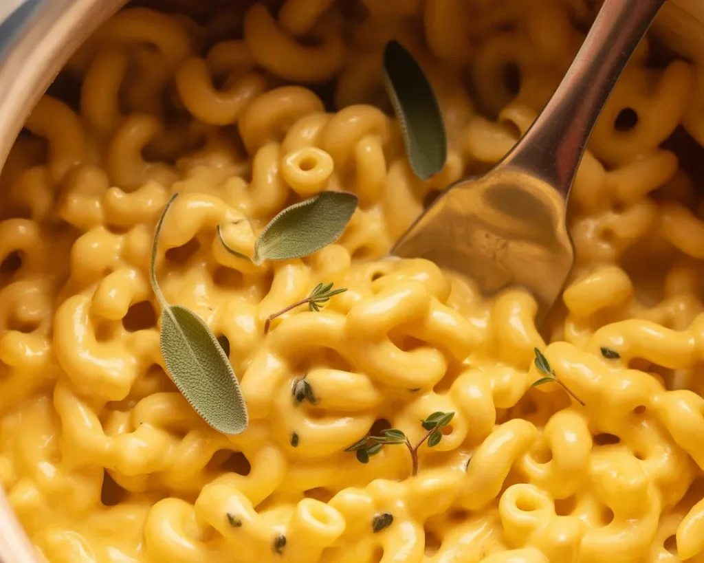 Creamy One-Pot Pumpkin Mac and Cheese served in a bowl, ideal for fall meals.