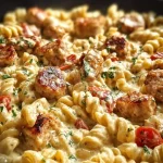 Creamy Pepper Jack Chicken & Sausage Pasta Skillet
