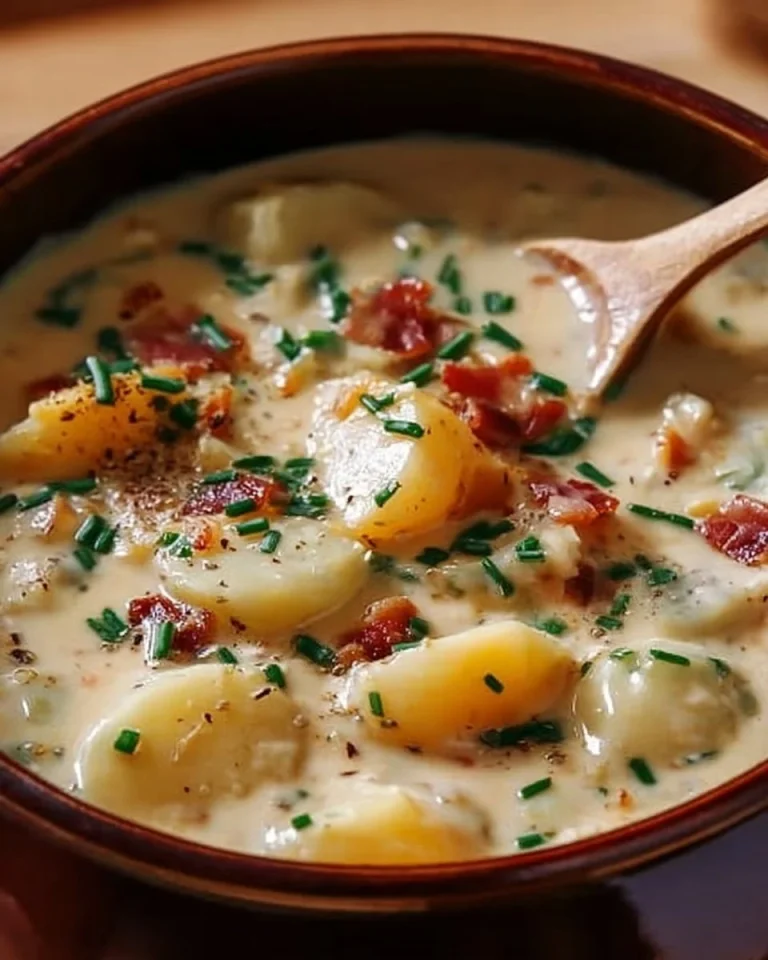 Bowl of creamy Crock Pot Crack Potato Soup topped with bacon and green onions