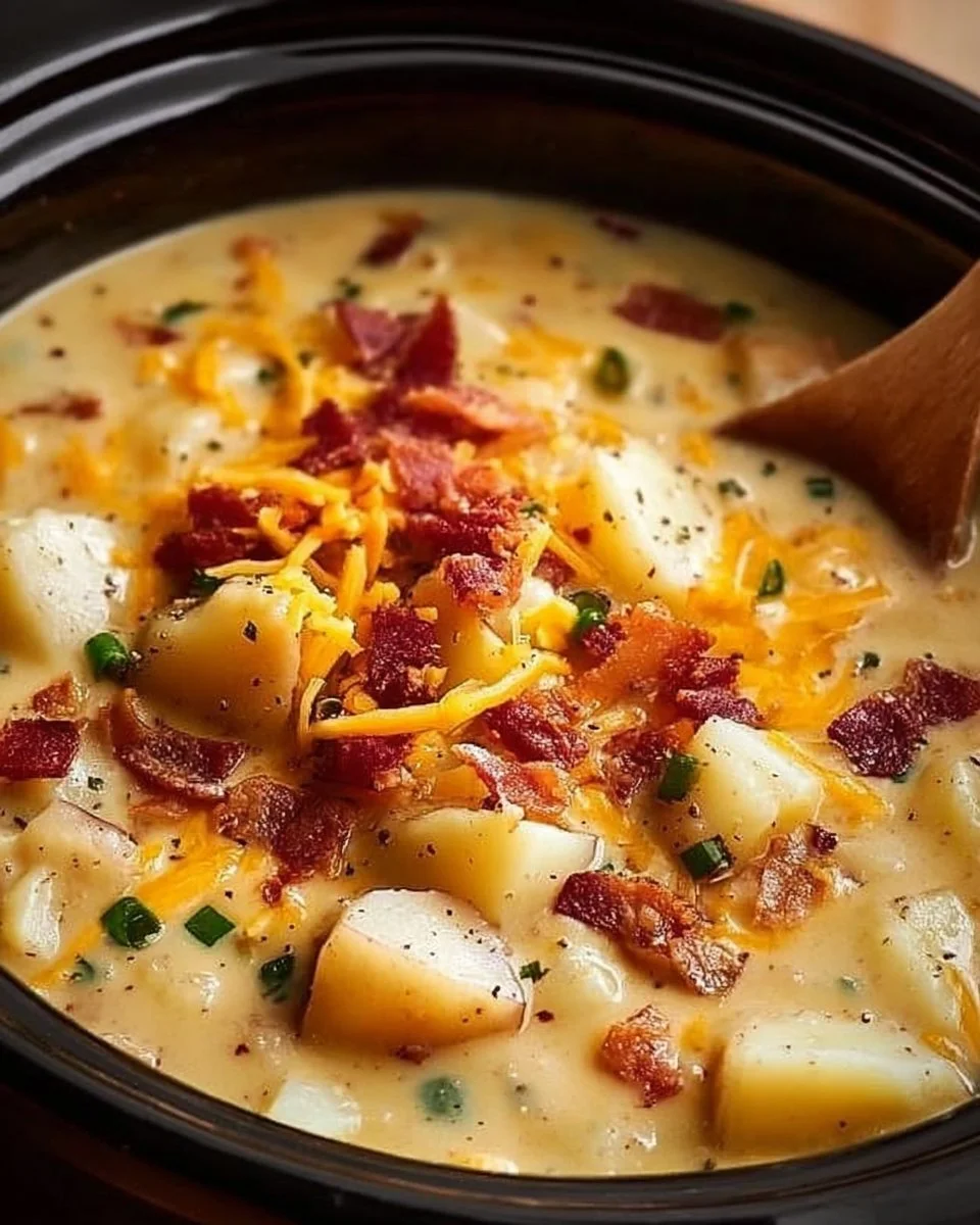 Delicious Crock Pot Crack Potato Soup served in a bowl