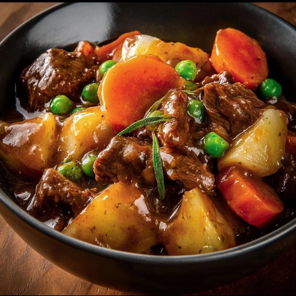 Delicious crockpot beef stew with vegetables and tender meat cooked slowly.