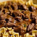 Crockpot Beef Tips & Noodles
