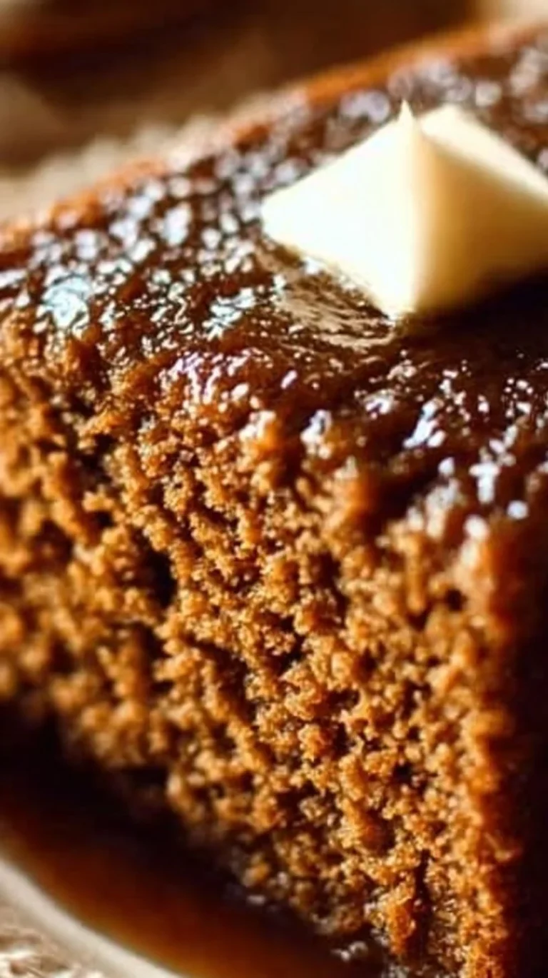 Delicious easy gingerbread cake garnished with frosting and spices