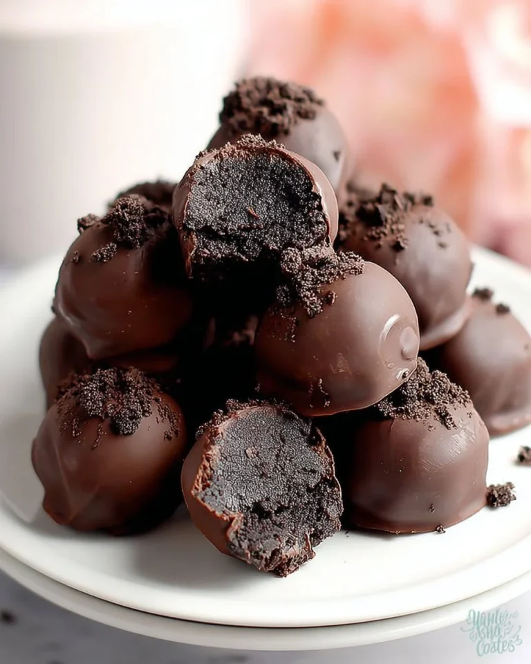 Easy Oreo Truffles made with chocolate and crushed Oreos.