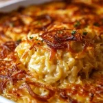 French Onion Chicken Orzo Casserole
