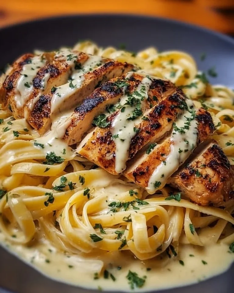 Delicious garlic butter chicken served with creamy ricotta alfredo pasta