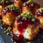 Golden Pistachio Brie Bites with Raspberry Drizzle