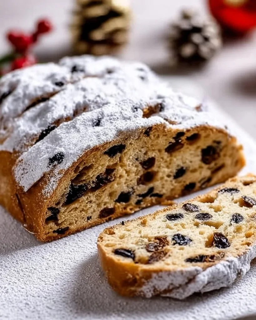 Heavenly Christmas Stollen Bread with fruits and nuts, a festive holiday treat