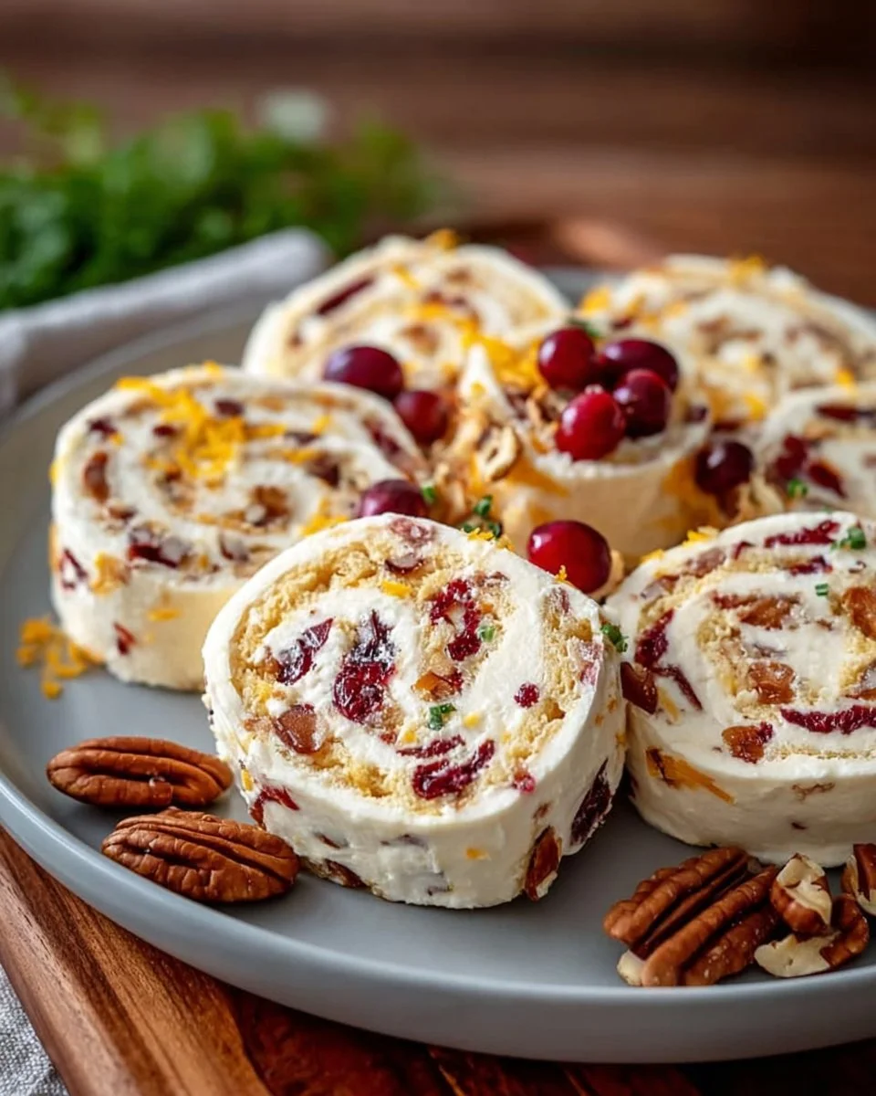 Holiday Cranberry-Orange Pinwheel Bites on a festive platter