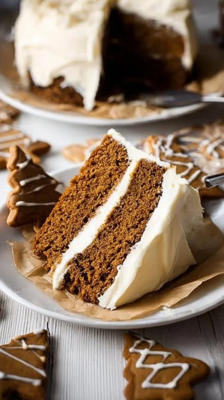Holiday Gingerbread Cake with festive decorations and icing