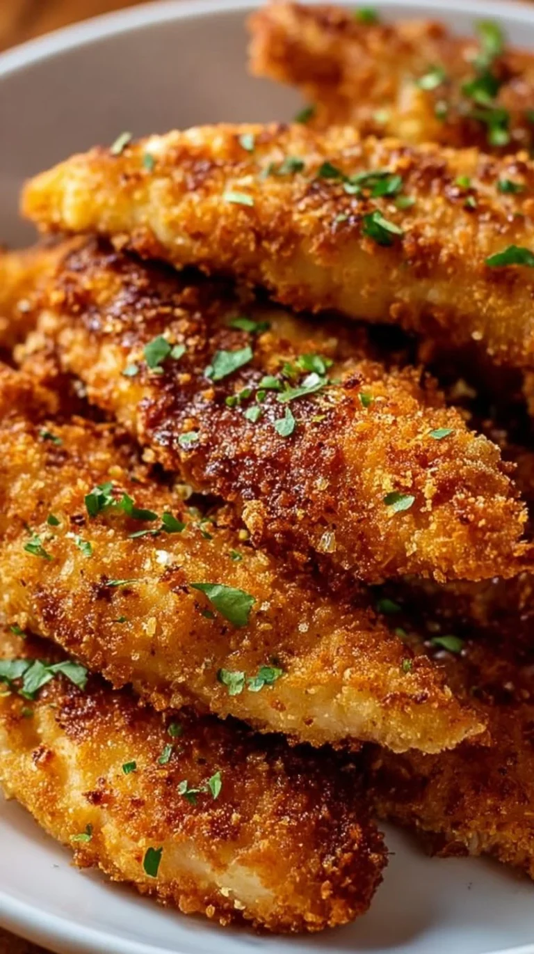 Delicious homemade baked chicken tenders served with dipping sauce