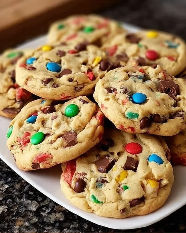 Plate of homemade Lazy Cake Cookies with chocolate chips and sprinkles.
