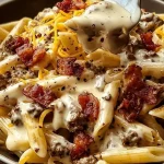 Loaded Bacon Cheeseburger Alfredo Pasta