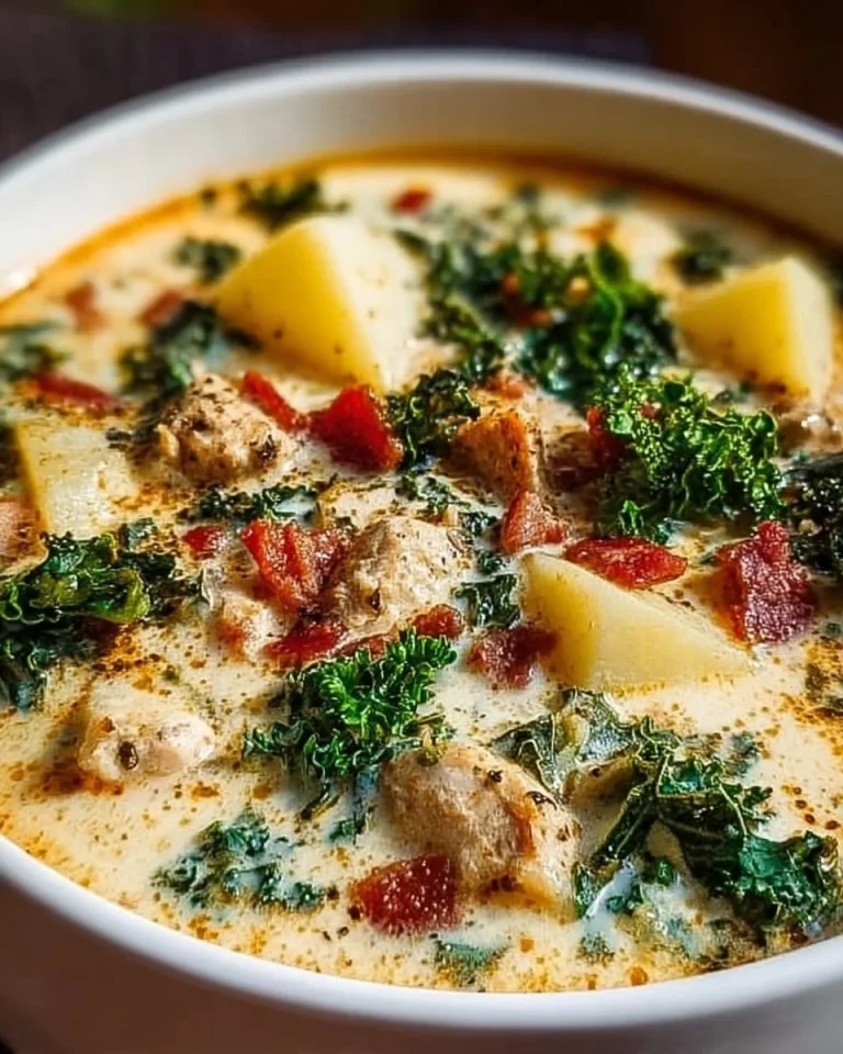 Delicious bowl of Marry Me Tuscan Soup garnished with fresh herbs and bread.