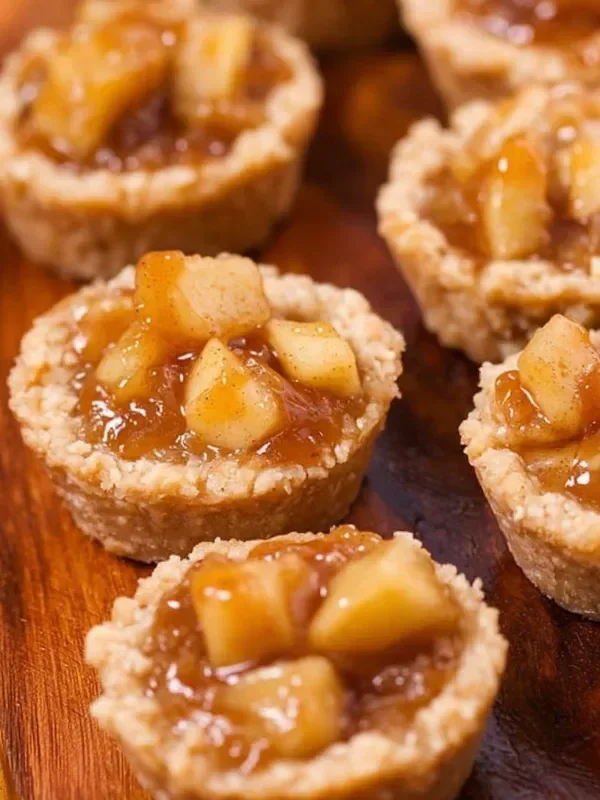 Delicious mini apple crisp bites topped with crumble and served on a plate