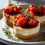 Not-So-Sweet Cheesecake with Balsamic Tomato Glaze
