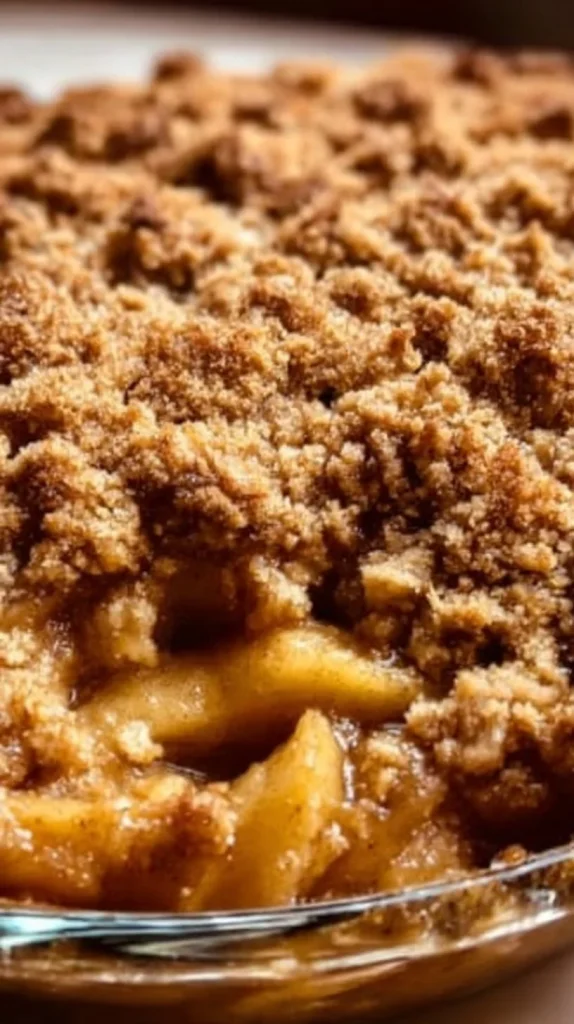Delicious homemade Old Fashioned Apple Crisp topped with oat crumble